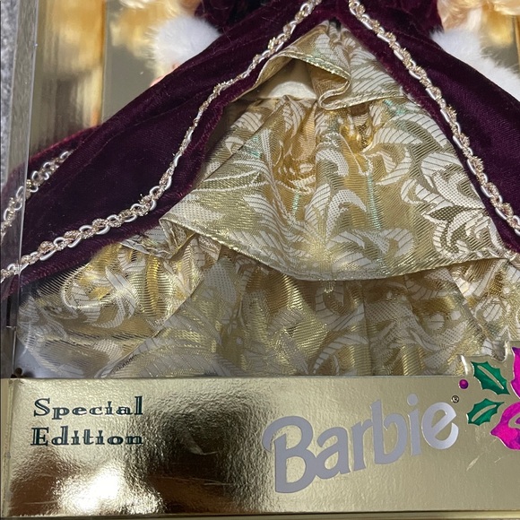 Barbie Holiday Doll in Burgundy and Gold - Picture 4 of 4